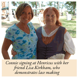 Photo with Lisa Kirkman from Henricus who demonstrates lace making
